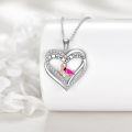 wholesale 925 Sterling Silver Flamingo Heart Pendant Necklace for Women Mother Wife Gift-0-2