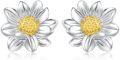 wholesale Gold 925 Sterling Silver Daisy Stud Earrings - Birth Flower  for Women-0-6
