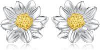 wholesale Gold 925 Sterling Silver Daisy Stud Earrings - Birth Flower  for Women-Lotus