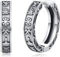 wholesale 925 Sterling Silver Norse Symbol Viking Hoop Earrings for Men - Father's Day Gifts for Dad/Husband-0-0