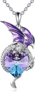 wholesale 925 Sterling Silver Abalone Dragon Necklace, Moon-Shaped Pendant, Mystical Jewelry Gift-0-0
