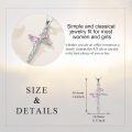 wholesale 925 Sterling Silver Pink Carnation Birth Flower Cross Pendant Necklace for Women-0-4