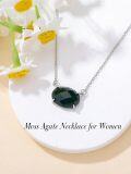 wholesale 925 Sterling Silver Green Emerald Oval Cut Gemstone Pendant Necklace for Women Fine  for Mom Wife Friends-0-3