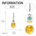 wholesale 925 Sterling Silver Yellow Citrine and Green CZ Drop Earrings-0-4
