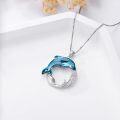 wholesale 925 Sterling Silver Blue Crystal Dolphin Pendant Necklaces for Women Girls -0-4