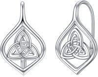 wholesale 925 Sterling Silver Celtic Knot Leverback Dangle Drop Hoop Earrings for Women Gift Ideas-08-Leverback-Triquetra