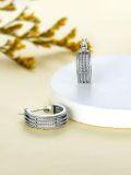 wholesale 925 Sterling Silver Bali Boho Striped Beaded Huggie Hoop Earrings for Women-0-4