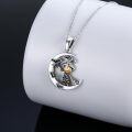 wholesale 925 Sterling Silver Witch Skeleton Moon Pendant Gothic Halloween Necklace-0-1