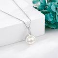 wholesale 925 Sterling Silver Pearl and Cubic Zirconia Accent Pendant Necklace for Women-0-3