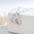 wholesale 925 Sterling Silver Heart-Shaped Reading Girl Book Lover's Pendant Necklace-0-1