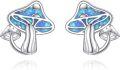 wholesale 925 Sterling Silver Blue Opal Mushroom Stud Earrings for Women's Gifts-0-0