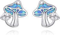 wholesale 925 Sterling Silver Blue Opal Mushroom Stud Earrings for Women's Gifts-Mushroom