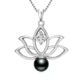 TOUPOP Sterling Silver Black Pearls Necklace For Women-0-0