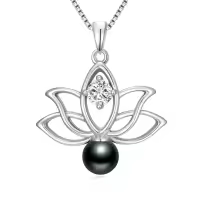 TOUPOP Sterling Silver Black Pearls Necklace For Women-undefined