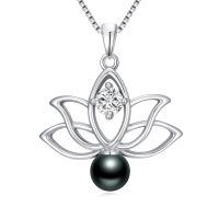 TOUPOP Sterling Silver Black Pearls Necklace For Women-undefined