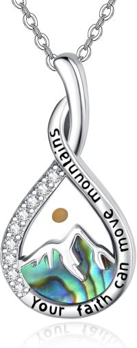 wholesale 925 Sterling Silver Abalone Shell Infinity Mountain Faith Pendant Necklace-Silver