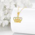 wholesale 14K Gold Diamond Pearl Crown Pendant Necklace for Women-0-2