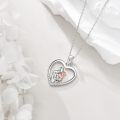 wholesale 925 Sterling Silver Heart Pendant with Mother and Child Design - Family Love Jewelry for Women Girls Gifts-0-3