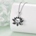 wholesale 925 Sterling Silver Black Lotus Flower Pearl Pendant Necklace s for Women-0-2