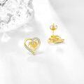 wholesale 14K Gold CZ Heart-Shaped Stethoscope Leverback Studs for Women's-0-4
