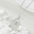 wholesale 925 Sterling Silver Elephant Girl Heart Pendant Necklace With Cubic Zirconia And Rose Gold-0-1