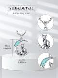 wholesale 925 Sterling Silver Fox on Turquoise Crescent Moon Pendant Necklace-0-1