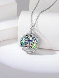 wholesale 925 Sterling Silver Abalone Shell Wolf Tree of Life Cremation Keepsake Pendant Necklace with Funnel and Fill Tool - Always in My Heart-0-1
