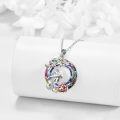 wholesale 925 Sterling Silver Rainbow Crystal Halloween Witch & Pumpkin Pendant Necklace-0-4