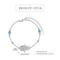 wholesale 925 Sterling Silver Hamsa Hand Bracelet With Blue Crystal And Charm Accents-0-3