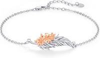 wholesale 925 Sterling Silver Flower Feather Charm Bracelet for Women -C-Feather