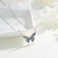 wholesale 925 Sterling Silver Blue Opal Butterfly Pendant Necklace Minimalist Charm s for Her-0-1