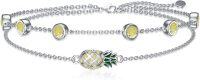 wholesale Sterling Silver Birthstone Women s Anklet Bracelets Infinity Butterfly Evil Eye Turtle Pineapple Starfish Heart-Anklet 9"-11"-Pineapple