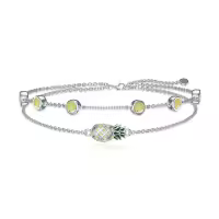 wholesale 925 Sterling Silver Birthstone Women s Anklet Bracelets Infinity Butterfly Evil Eye Turtle Pineapple Starfish Heart-Anklet 9"-11"-Pineapple