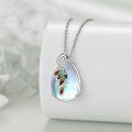 wholesale 925 Sterling Silver Teardrop Moonstone Peacock Pendant Necklace with Red Enamel Feathers and Cubic Zirconia Accents for Women-0-3