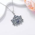 wholesale 925 Sterling Silver Lotus Evil Eye Pendant Necklace for Women with Blue Stone and CZ Accents-0-3