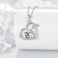 wholesale 925 Sterling Silver Heart Necklace with Cats Pendant-0-2