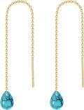 wholesale 14K Solid Gold Turquoise Threaded Earrings, Hypoallergenic Nickel-Free, Elegant Gift for Her-0-0