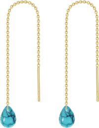 wholesale 14K Solid Gold Turquoise Threaded Earrings, Hypoallergenic Nickel-Free, Elegant Gift for Her-14-Turquoise
