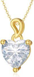 wholesale 14K Gold Moissanite Heart Shape Pendant Necklace - 1 Carat Diamond Equivalent (D Color & VVS Clarity)-0-0