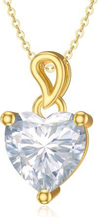 wholesale 14K Gold Moissanite Heart Shape Pendant Necklace - 1 Carat Diamond Equivalent (D Color & VVS Clarity)-Heart shape