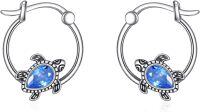 wholesale 925 Sterling Silver Blue Crystal Sea Turtle Huggies Earings for Women Girls-Turtle