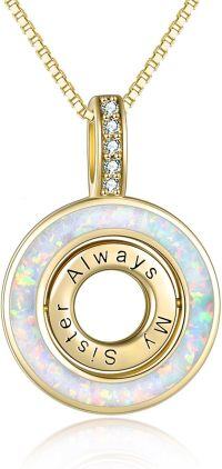 wholesale Sterling Silver Heart Infinity Necklace for Sister-2-Yellow Gold Plated - Created White Opal