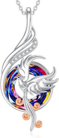 wholesale 925 Sterling Silver Phoenix Pendant Necklaces Colorful Crystal s for Her Birthdays Anniversaries Holidays-Phoenix Crystal