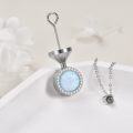 wholesale 925 Sterling Silver Round Opal & Cubic Zirconia Memorial Keepsake Cremation Pendant Necklace with Funnel and Fill Tool-0-3