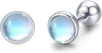 wholesale 925 Sterling Silver Moonstone Tragus Earrings Cartilage Screw Back Helix Piercing Hypoallergenic Jewelry for Women-4.0 Millimeters