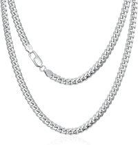 wholesale Sterling Silver White Gold Plated 4mm Men s Curb Chain Necklace 18 26 -4mm-24inch Cuban Chian Necklace Silver