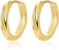 wholesale 925 Sterling Silver Plated Gold  Textured Twist Huggie Hoop Earrings 14mm Diameter-0-0