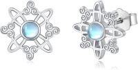 wholesale 925 Sterling Silver Moonstone Studs: Celtic Witch's Knot Design-Witches Knot Moonstone Stud Earrings