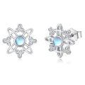 wholesale 925 Sterling Silver Snowflake Moonstone Stud Earrings White Gold Plated Swirl Design-0-0