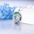 wholesale 925 Sterling Silver Blue & Green Crystal Dragon Circle Pendant Necklace s for Women-0-1